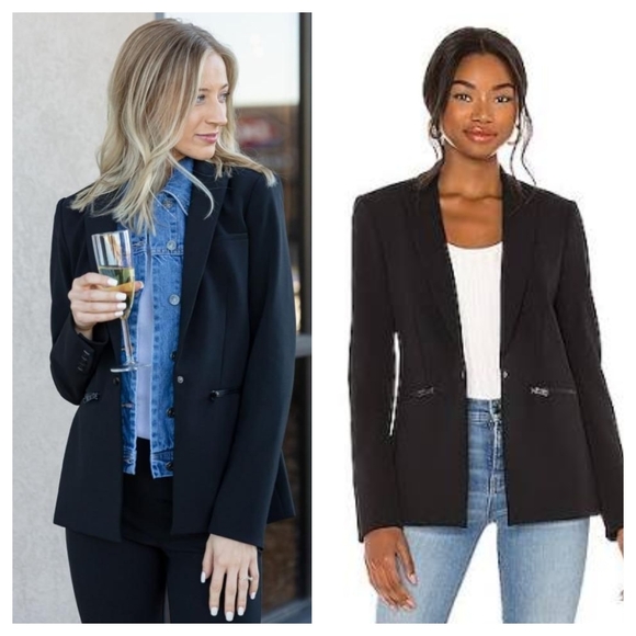 Veronica Beard Scuba Dickey Jacket Blazer Black Size 2 Stretch Tailored Classic - Picture 3 of 13